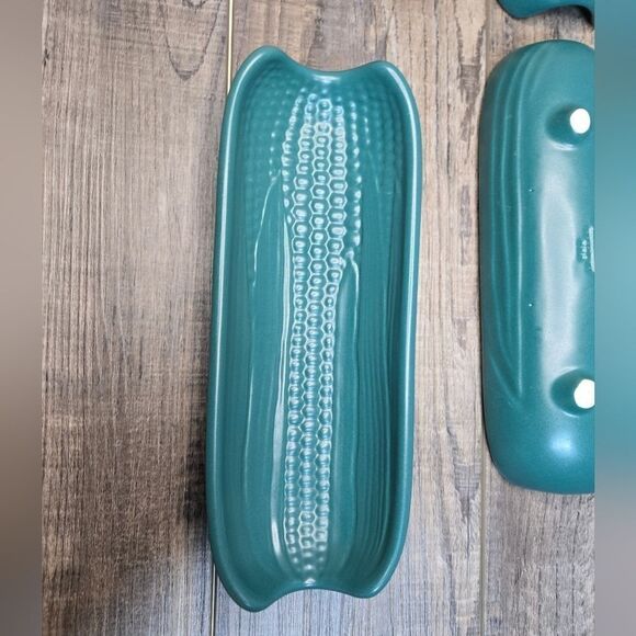 Vintage Pfaltzgraff corn cob dish dark green 6 total stackable - Picture 4 of 8